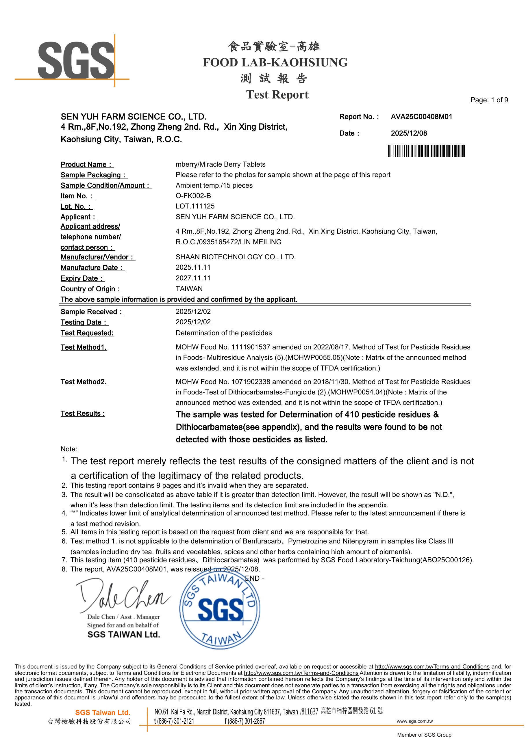 SGS 381 Pesticides Report